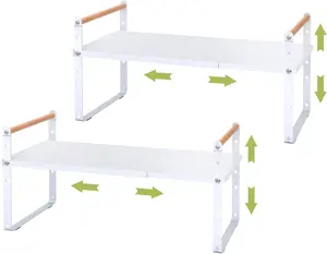 NEW Expandable Shelf Organizer For Kitchen Countertop，Adjustable Cabinet Shelf Organizers，Stackable Kitchen Counter Shelf Rack，Tiered Risers Shelves For Storage Pantry