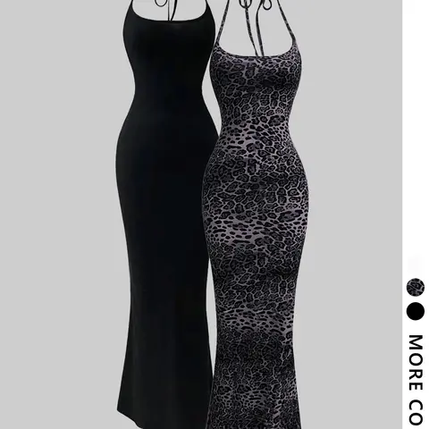 Women's Leopard Print Sleeveless Maxi Dresses, Fitted Casual Summer Long Dresses for Daily Wear & Travel