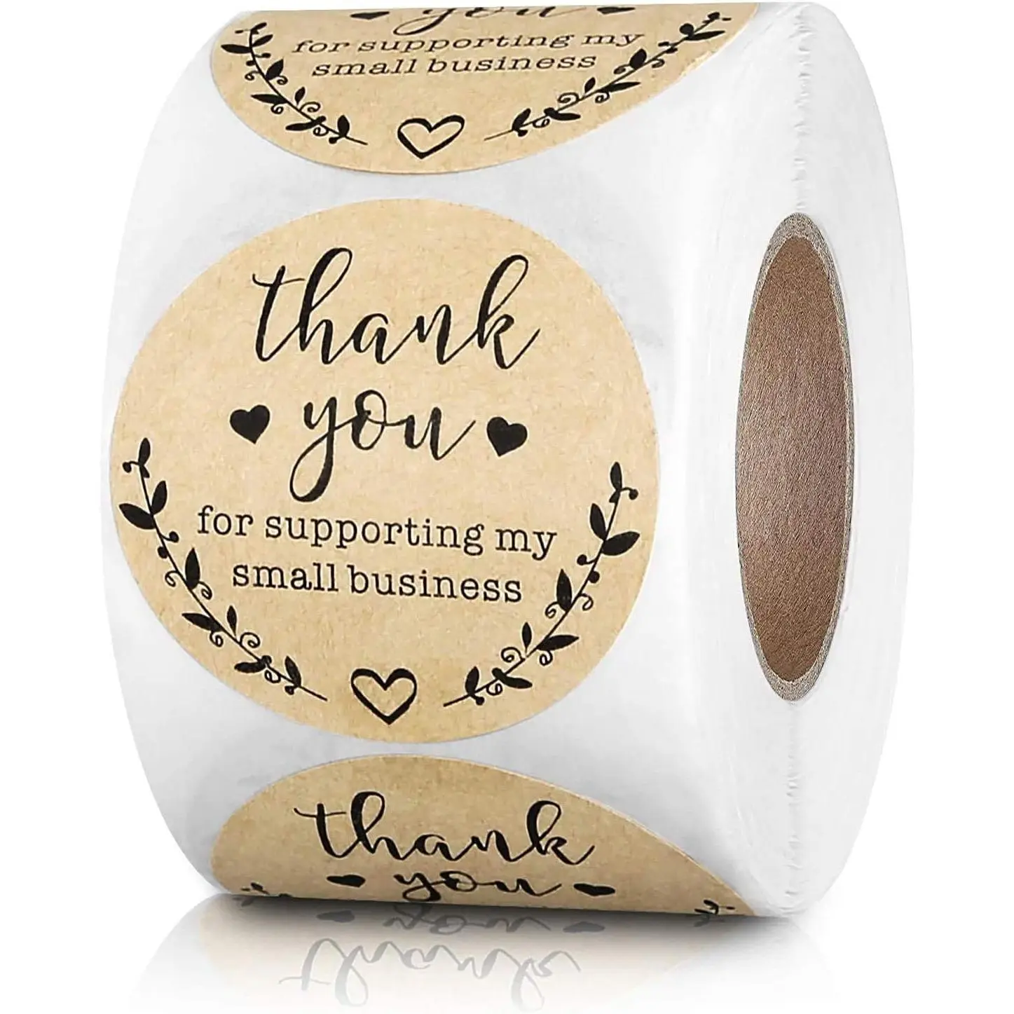 1.5in Black Ink Adhesive Stick-On Labels Roll Pack - 500 Labels Per Roll, 2 Fonts, Smooth Surfaces Compatible, for Small Businesses, Office Stationery Supplies