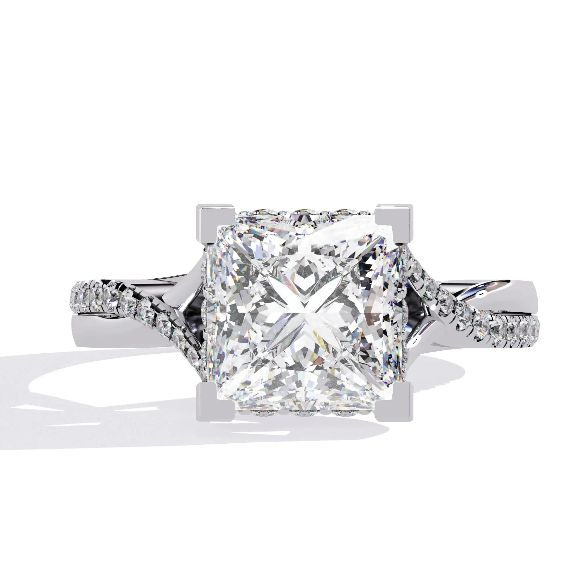 Princess Cut Diamond Ring 14K Gold Engagement Jewelry