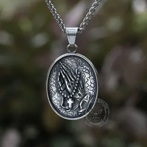 GTHIC Vintage Holy Prayer Stainless Steel Pendant for Men Women Statement Jewelry Daily Wear Father's Day Gift