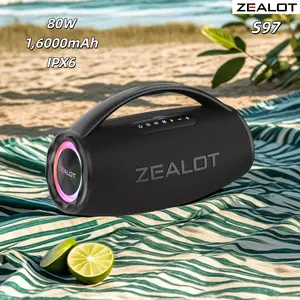 ZEALOT S97 80W Bluetooth Speaker with 16000mAh Battery 36-Hours Playtime Waterproof IPX6 Portable Boombox for Mobile Tablet PC TV Indoor Outdoor