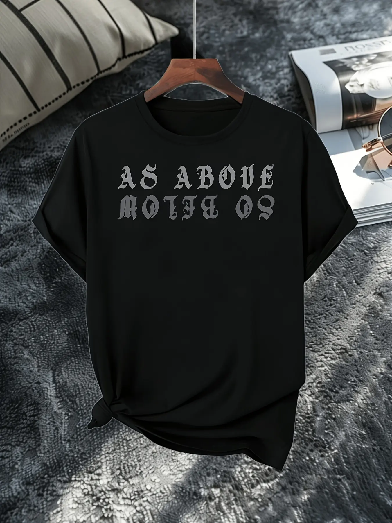 As Shown Above As Shown Below Gothic Occult Witch Style Pure T-Shirt Men'S Printed T-Shirt Same Style for Men And Women 2026 Summer Short-Sleeved Printed T-Shirt 180G Summer Essential, Perfect for Gifting, for Halloween, Plus Size