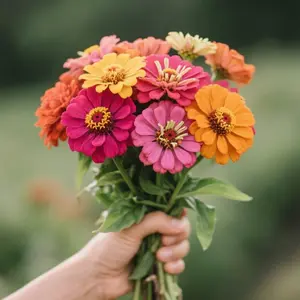 2000+ double giant flowered zinnia seeds, non-GMO varieties and heirlooms, suitable for beginners, attracting pollinators.