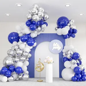 136 count Blue White  Balloon Garland Kit - 18/12/10/5 Inch Royal Blue,  Confetti Balloon Arch for  Year, Graduation, Birthday, Father's Day Decor