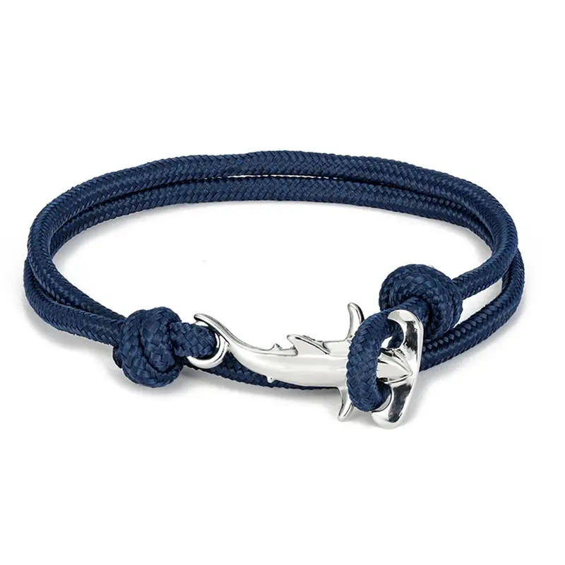 Cute Hammerhead Shark Nylon Rope Double Row Wrap Bracelet 14 Inches Adjustable