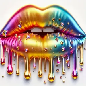 5D DIY Diamond Arts Colorful Painting Kit, 1 Set Colorful Lip Pattern Diamond Arts Colorful Painting without Frame, Handmade Art Craft for Home Decor