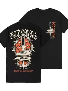 Bad Omens Band Metal Core Rock Style Casual Streetwear Loose Fit Short Sleeve T-Shirt, Unisex Summer Top, Geometric Print, Long Clothing Length