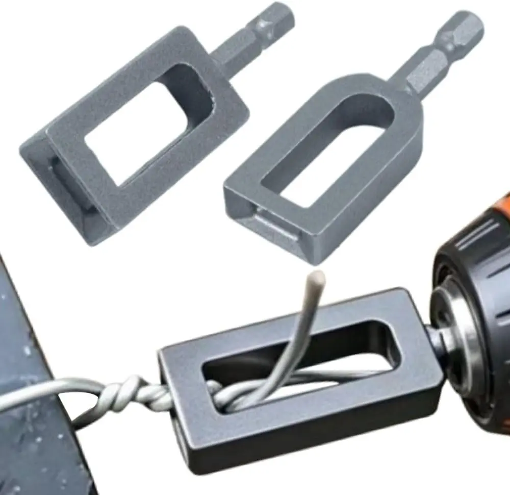 2-Tool Wire Twister Set - Hardware Work Accessories with 1 Round Head Wire Twisting Tool, 1/4" Hex Shank Power Drill-Mount for Fast Consistent Twists, Secure Connections, Fence Maintenance, All Seasons DIY Fence Repairs