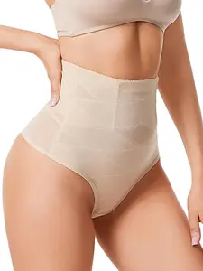 Women's High Waisted Seamless Shapewear Thong, Breathable Mesh Panels, Smooth Fit No-Show Panties, Lightweight Underwear for Dresses, Leggings & Daily Wear zippershape wear oeak shapewear
