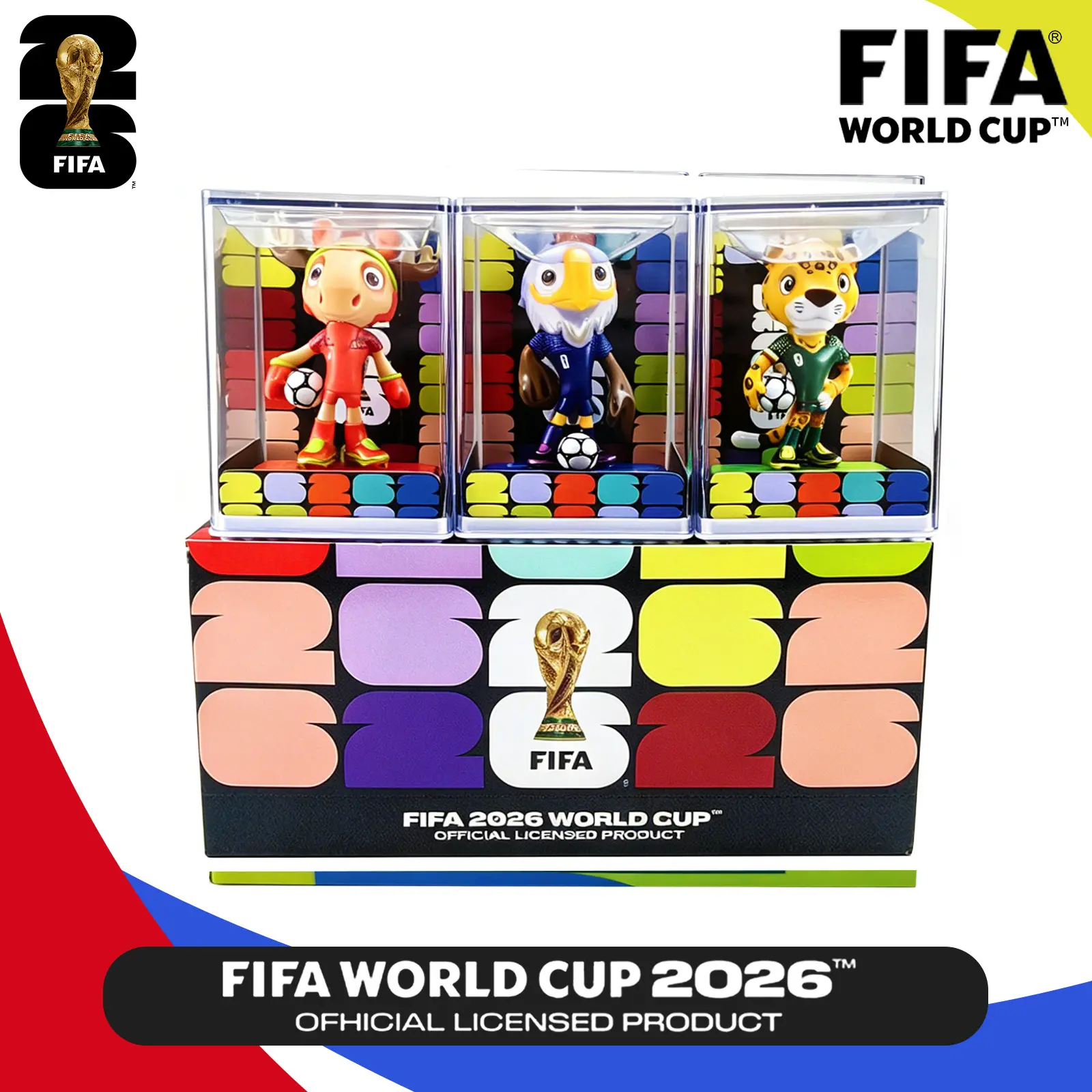 Official Licensed FIFA 2026 World Cup Mascot Figurines, 3Pcs, Collectible for Soccer Fans, Mundial 2026, Maple, Clutch, Zayu