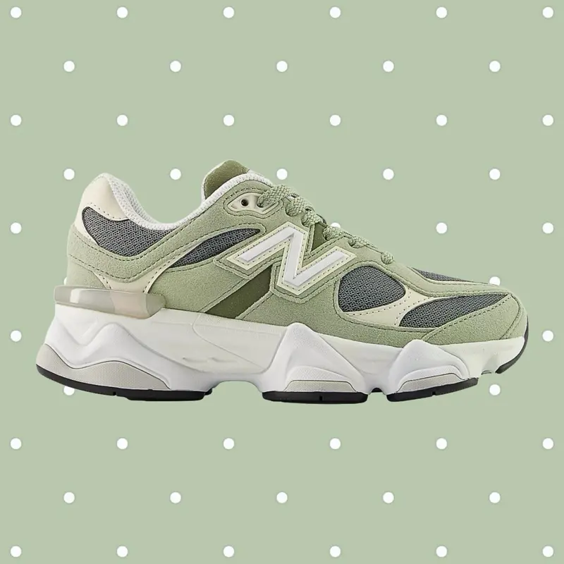New Balance 9060 Matcha Green Sneakers for Youth & Women, Comfortable Breathable Mesh Upper Sports Footwear for Walking, Running