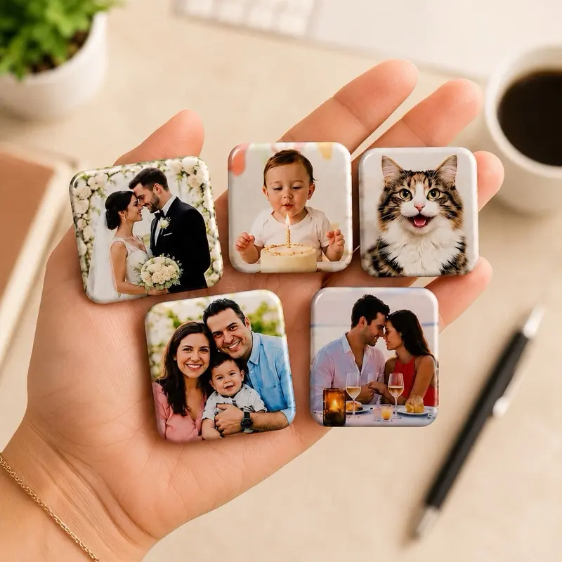 Any 10 Glossy Custom Photo Magnets, Personalized Refrigerator Magnet Gift Set for Home Decor