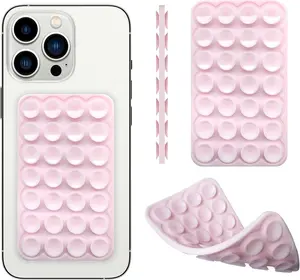 2/4Pack Silicone Suction Phone Case Mount, Silicon Adhesive Smartphones Stand Sticky, Hands-Free Phone Accessories Holder for Selfies and Videos (Black & White & Translucent & Light Pink) mothers day mug
