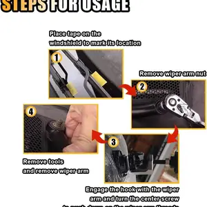 1 PC Car Wiper Arm Puller, 2.75" x 1.18" Metal Fixed Heavy Duty Windshield Wiper Arm Puller, Retrofit Replacement Accessory, Compatible with Most Cars, SUVs, Vans and Light Trucks (Silver)