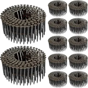 Siding Nails 2 Inch - 3600 Count - 15  Wire Collated Coil Siding Nails, Full Round  Galvanized Steel Nails, Fence Nails for  Fencing, Fits Siding Nailer & Coil