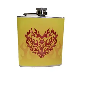 Flaming Heart 6 oz Hip Flask