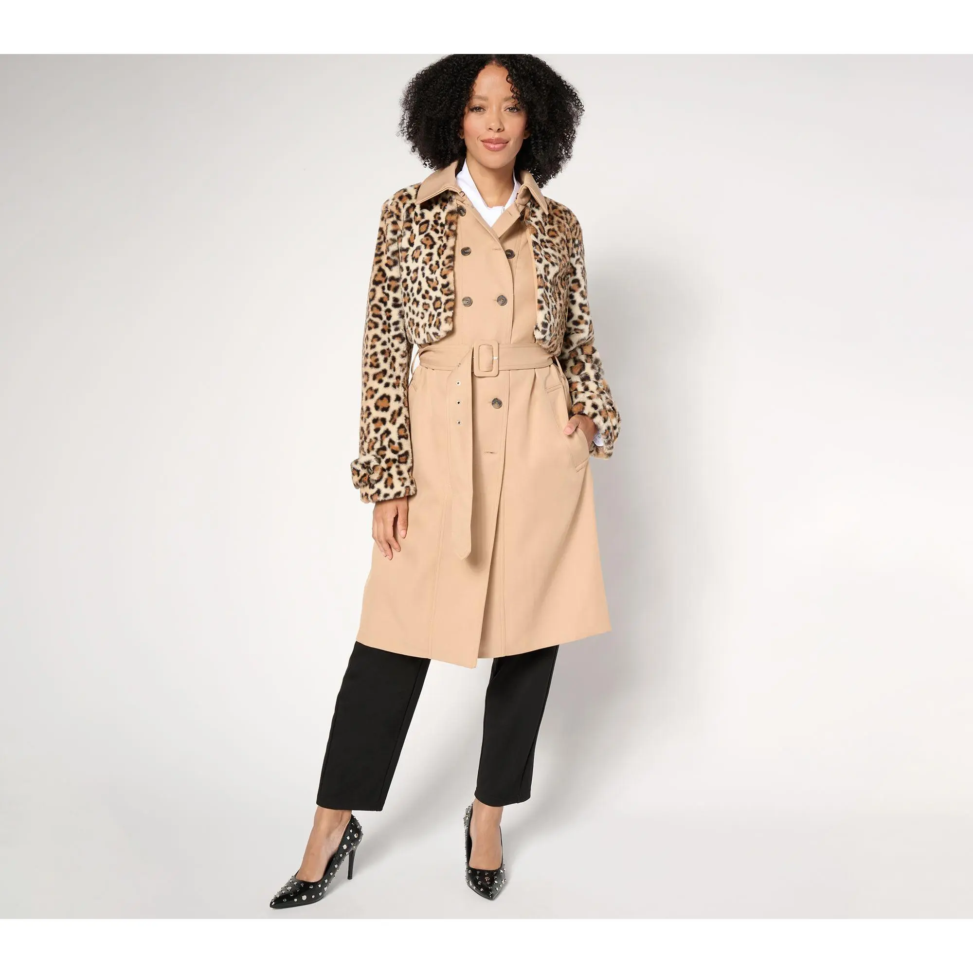 by Stacy London Regular Trench with Removable Jacket-Faux Fur