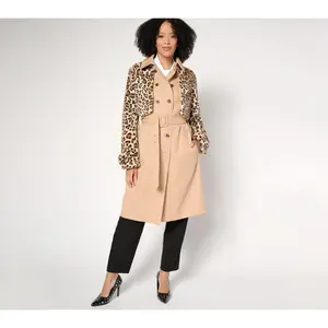 by Stacy London Petite Trench with Removable Jacket-Faux Fur