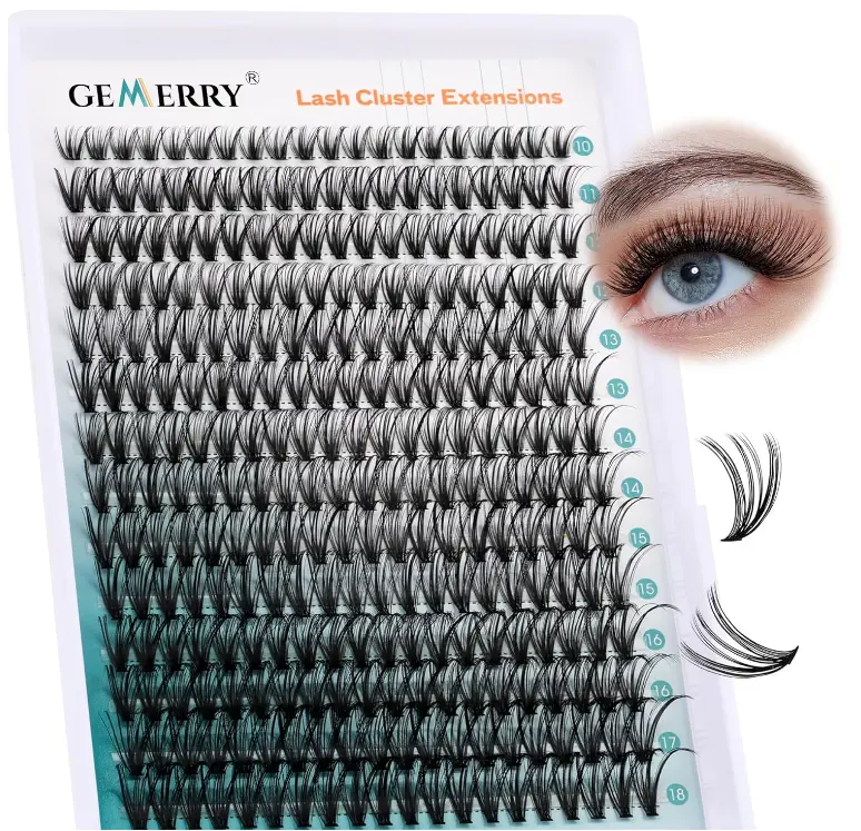 Lash Clusters GEMERRY 280pcs Clusters Lashes D Curl Soft&Natural Individual Lashes Cluster Eyelash Clusters DIY Lash Extensions at Home（30P-10-18mm)