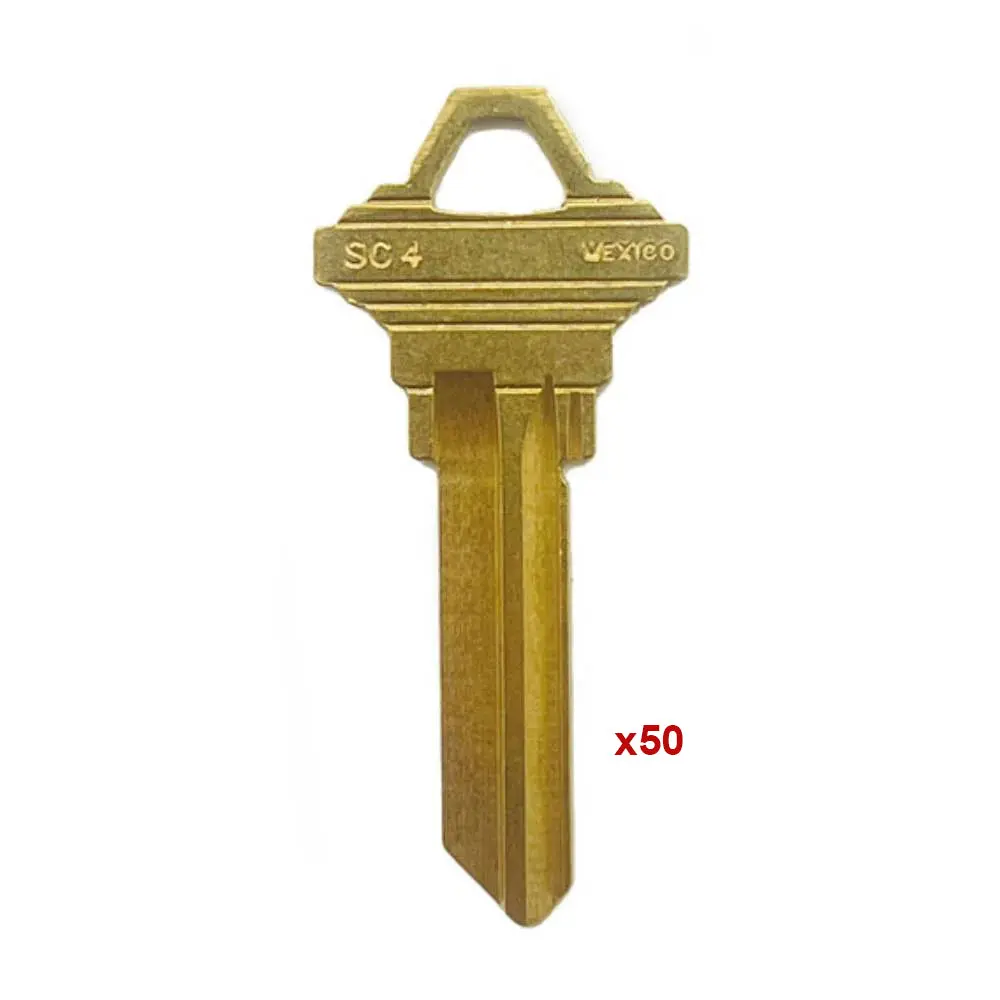 50-Pack Uncut Brass Key Blanks, 6-Pin Schlage SC4 BR/SLG-4E-BR (Fits A1145E Keys) for Security Lock, Door Entry Locks, Hardware