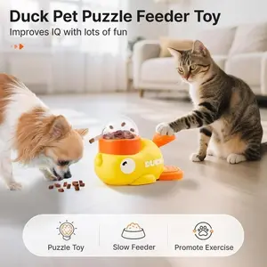 DKD Duck-Shaped Puzzle Treat Dispenser for Cats & Small Dogs 8.6 Inches Interactive IQ Training & Exercise Toy Encourages Problem-Solving Skills and Mental Activity