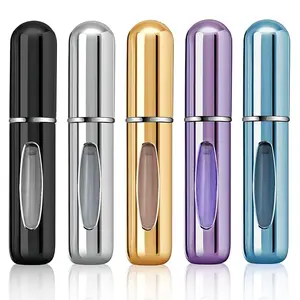 Portable Mini Refillable Perfume Atomizer Bottle Refillable Perfume,Travel Size, Spray Scent Pump Case(5ml,5 Pack) Tin Organiser Canister