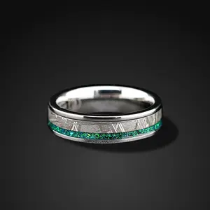Meteorite Unity - Green Opal Wedding Band | Muonionalusta Meteorite Band for Men & Women