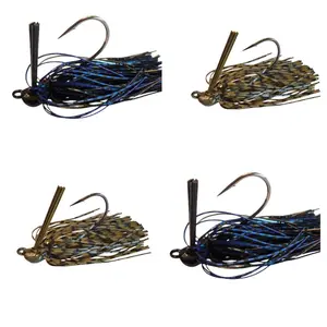 Tungsten Hand Tied Flipping Jigs 4 pack -  2 each in 3/8 oz Black and Blue, Camo Green Pumpkin