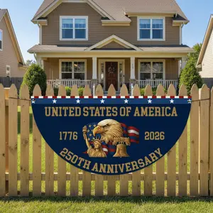 America 250th Anniversary Semicircular Flag, Eagle With America Flag Semicircular Flag, America 250th Anniversary Non-Pleated Fan Flag