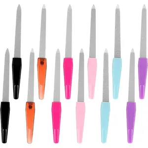 12 Pack Multicolor Metal Nail Files Set - Durable Fingernail Shaping & Smoothing Tools