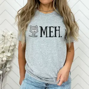 Cute Cat Lover Shirt, Meh T-shirt Women, Meh T-shirt Men, Sarcastic Cat Mom Gift, Humorous Kitten Saying Clothes, Funny Meh Cat T-shirt