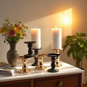 6pcs Metal Roman Column Candle Holders, European Style, Minimalist Classic, Korean Decor, Home Decoration, Home Accessories, No Wax Included