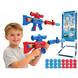 Tactical Electric Airsoft Rifle Kids Air Soft Blaster Toy! Shooting Game Toy for Age 6, 7, 8,9,10+ Years Old Kids, Boys - 2pk Air Guns & Shooting Target & 24 Foam Balls - Ideal Gift - Compatible with Toy Guns effect light sound