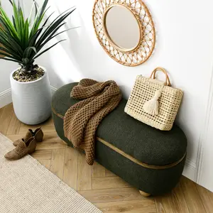 [SOIYELIFE] Storage Ottoman Bench, Upholstered End of Bed Ottoman Bench with Storage and Seating, Large Blanket Storage Bench for Foot Rest in Bedroom, Living Room, Entryway, Dark green,Unique furniture,