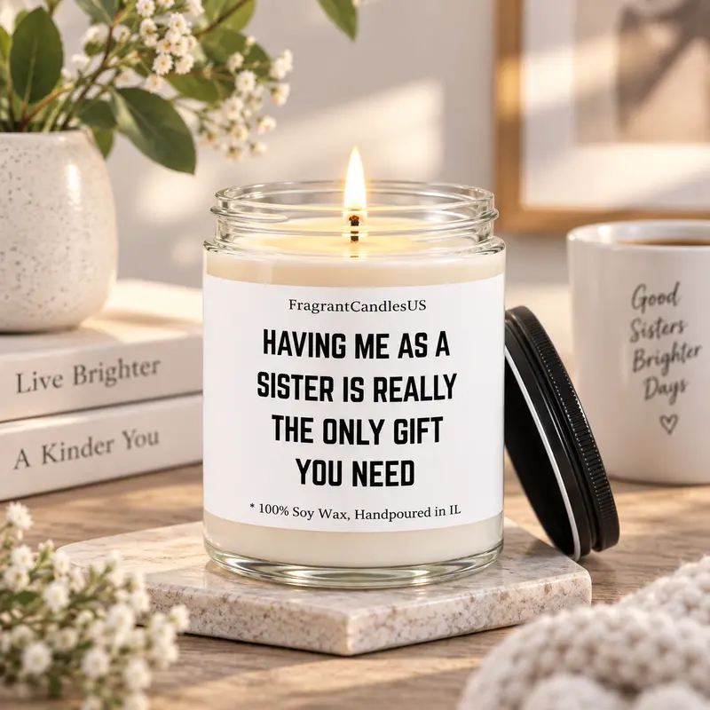 Sentimental festive season gift Candles for Sisters, Soul Sister, Siblings funny gifts, Sissy, Stepsister, Sister-in-law, Birthday & Wedding Day special surprise, Personalized & Custom Message candles, Christmas Thanksgiving keepsake, Sister Love gifts