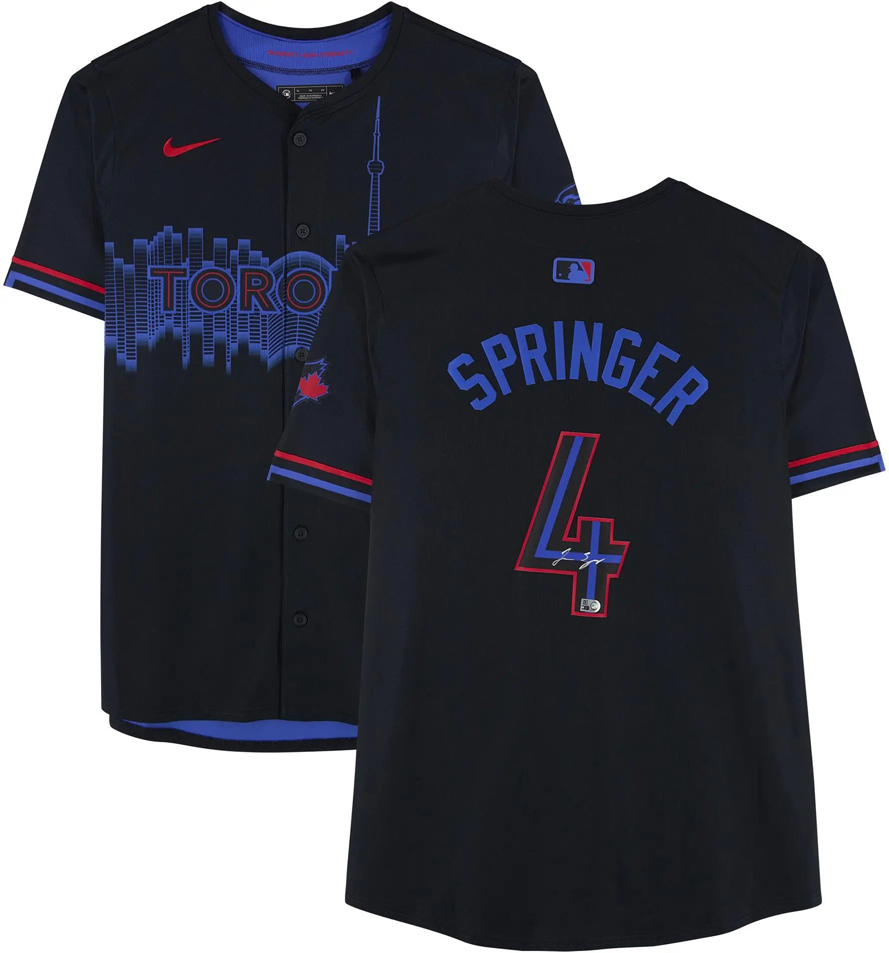 George Springer Toronto Blue Jays Autographed Black Nike City Connect Limited Jersey - Fanatics Authentic Certified