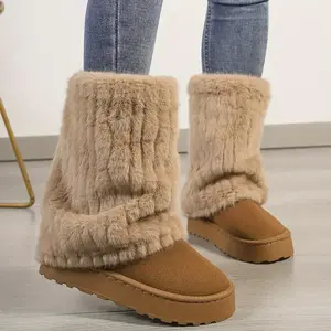 Cozy Mid Calf Snow Boots - Plush Lined, Slip Resistant, Comfortable, Fashionable Winter Boots for Women - Solid Colors, Easy Slip On DesignGift