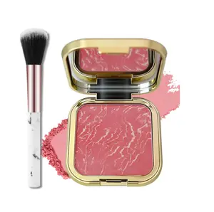 Baked Blush, Single Peach Marbleized Blusher for Cheeks, Matte Silky Smooth Powder Blushes with Mirror & Brush, Lightweight Blendable Long-Lasting Mother's Day Face Makeup Product for Women Girls-01