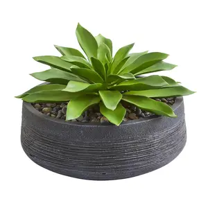 Nearly Natural Large Artificial Succulent Plant with Layered Leaves, 10x12x12in Decorative Succulent Planter Included, Indoor Home Decor Accent
