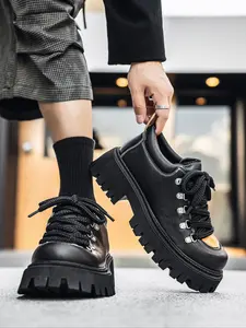 Men's Fashion Business Dress Shoes, Thick Sole Height Increase, Comfortable Round Toe Low Top, Outdoor Casual Sports, Daily Wear