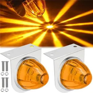 2pcs LED Watermelon Lights Yellow Lights with Bracket 12-24V Semi Truck Marker Lights