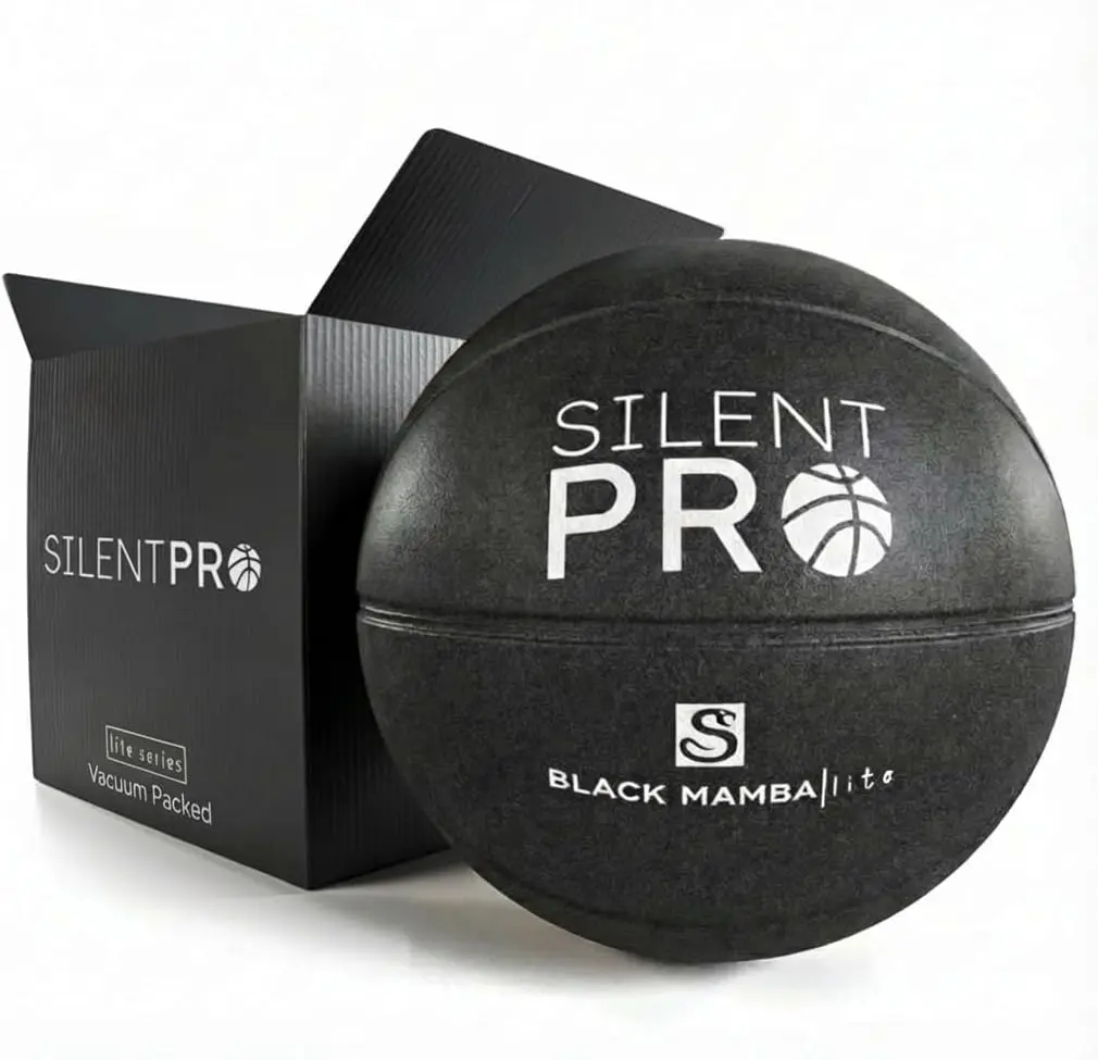 Premium Foam Basketball - Black Mamba - Size 7 (29.5in) - Quiet Indoor Dribble - Exact Shape - Certified Safe Ball Sports Equipment, Soundless Dribble