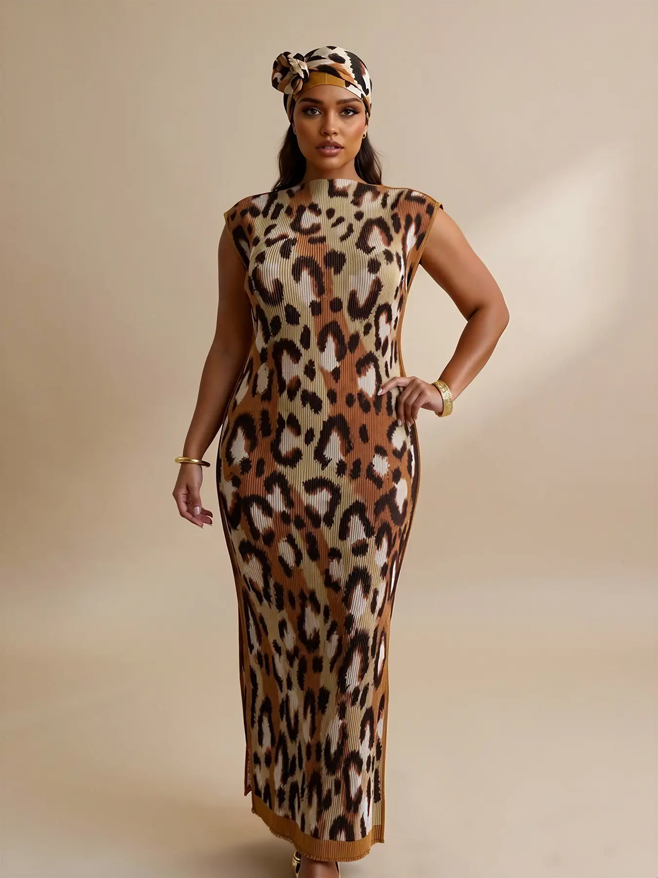 Women's Elegant Leopard Print Long Dress Set, Slim-Fitting Moo Moo Skirt &  Scarf, Beach Sun Protection Shawl, All Seasons Fashion - TikTok Shop