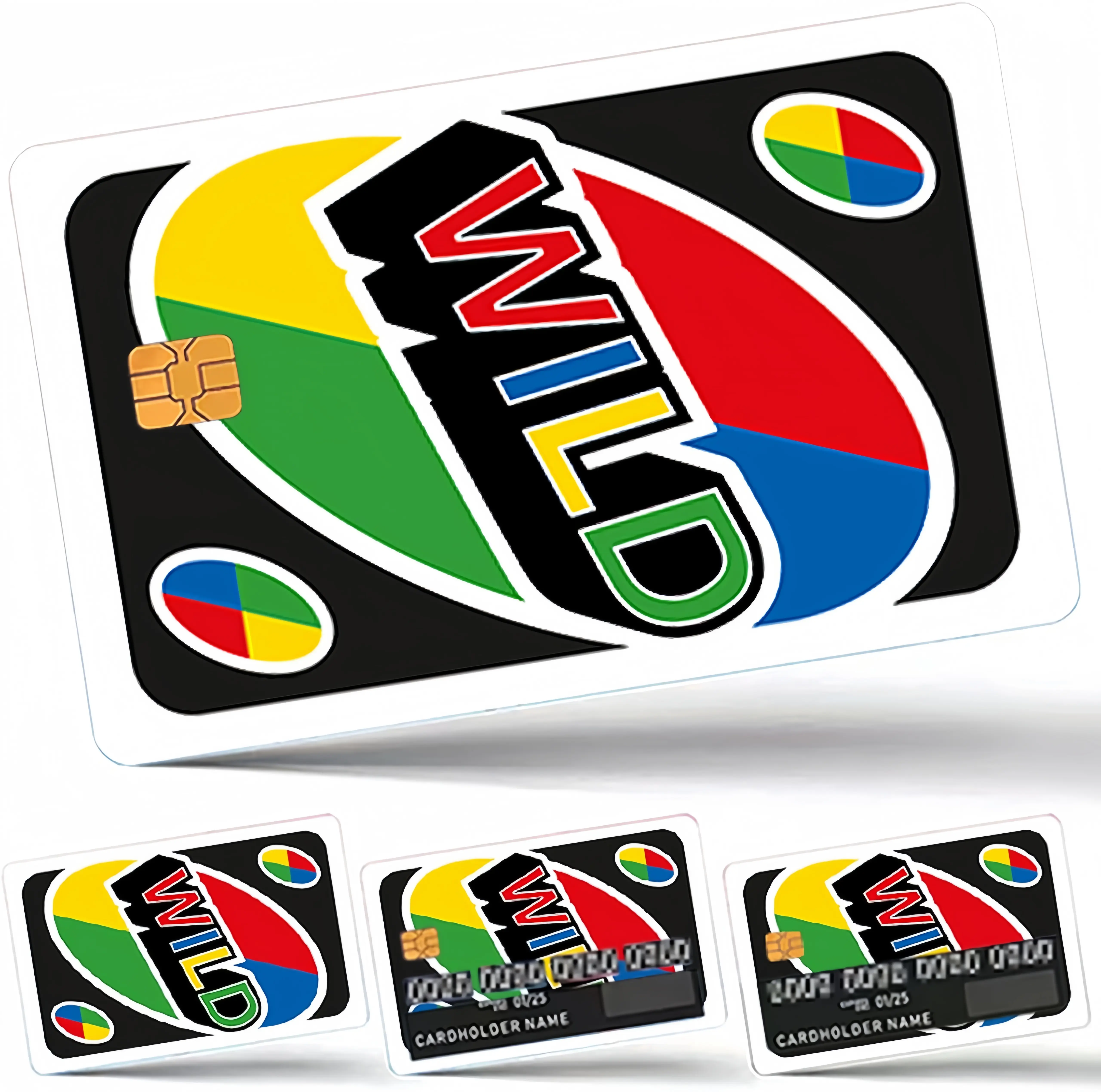 4Pcs UNO Playing Card Vinyl Stickers - Removable, Bubble-Free, Slim, Waterproof Decorative Stickers for Small-Chip Cards, Key Items - Effortless Designs, Protection, Decoration, Gift Idea for Colleagues, Creativity