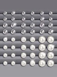 Faux Pearl & Rhinestone Decor Stud Earrings Set, Fashionable Earrings for Women & Men, Trendy All-match & Exquisite Jewelry for Birthday Gift, Studs Earrings