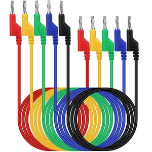 5- Dual-Ended Banana Plug Test Leads, 1000V 15A 3.5ft/1M Multimeter Electrical 4mm Banana-Plug, Flexible Copper Banana , Electrical Test Wires