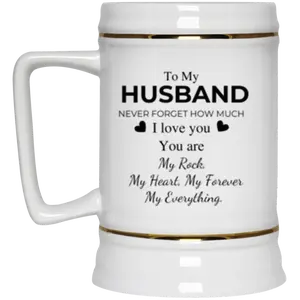To My Husband Beer Stein 22oz | Personalized Drinkware Washable Ceramic Mug Sturdy Reuse Cup
