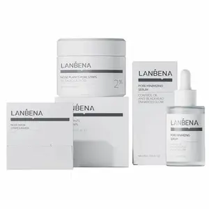LANBENA Blackhead Removal Serum Kit Pore Shrinking Nose Strips Skin Repair Cream Remove Freckles