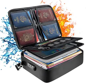 Fireproof Document Box with Lock, Portable Fireproof Document Bag Waterproof Fire Proof File Boxes for Documents, File Organizer Box for Important Paperwork